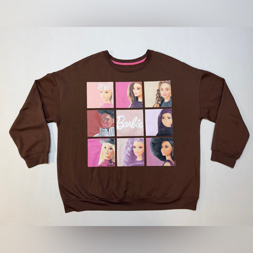 Barbie Hybrid Apparel Women’s XL Brown Graphic Crewneck Sweatshirt